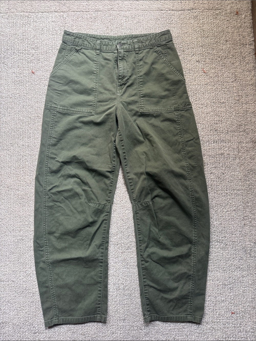 GAP Olive Green Barrel Cargo Pants with Patch Pockets